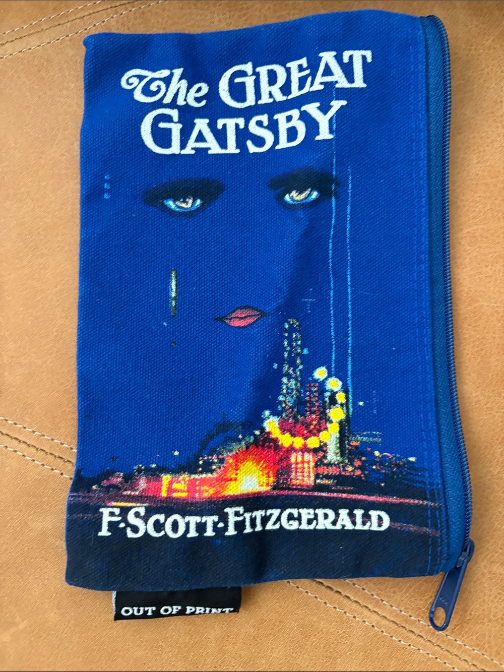 Out of Print Blue and Black The Great Gatsby Canvas Pouch